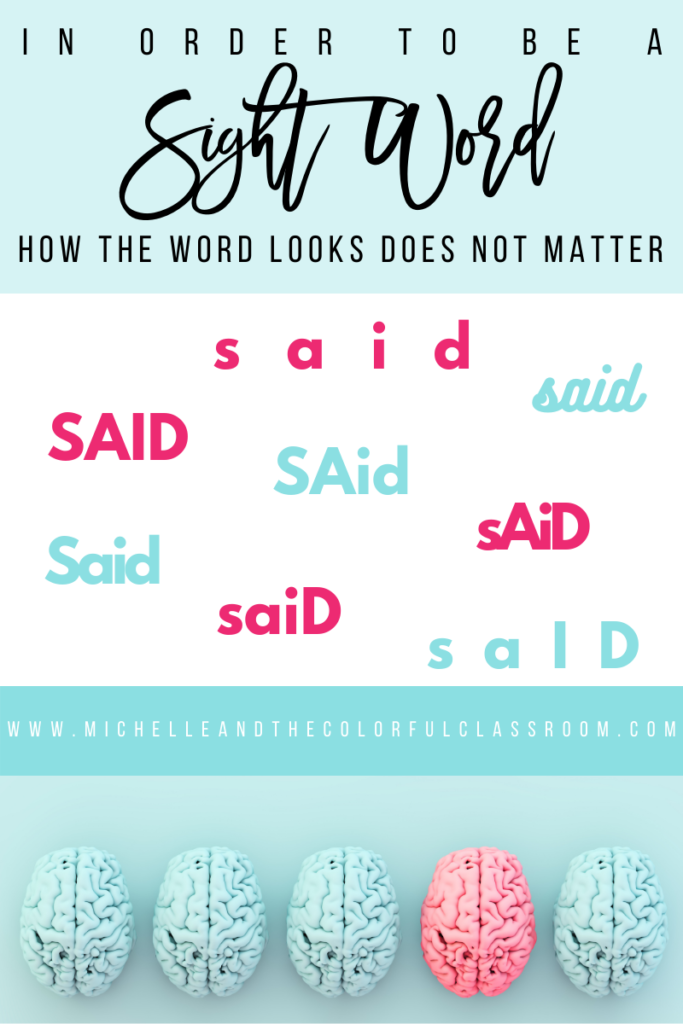 Orthographic mapping of sight words means that words are not learned by visual memorization. The image shows the word "said" in all different fonts, sizes, and colors. If the word is mapped, we can read it no matter the contours.